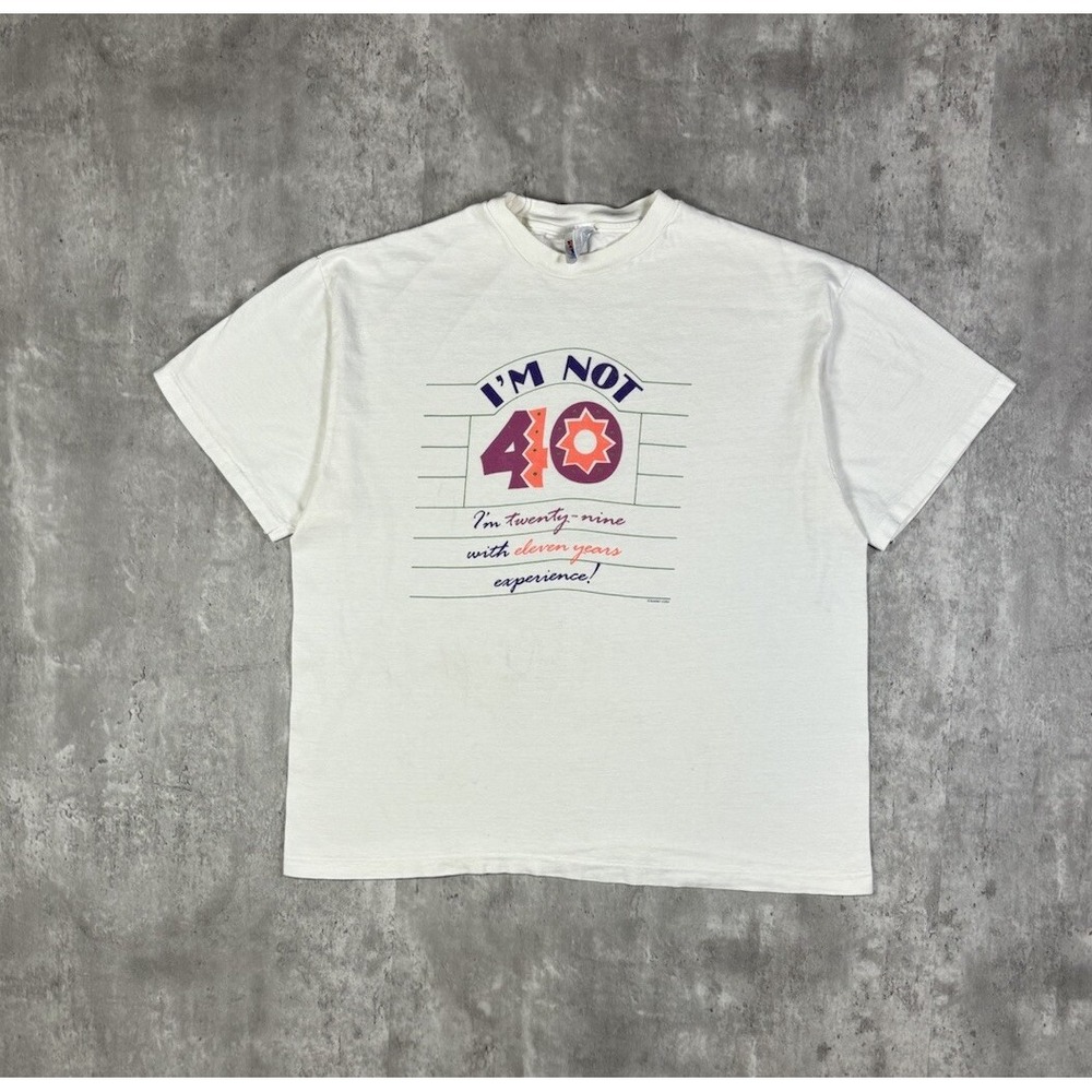 Vintage 90s Hanes Beefy-T Funny Dad Humor Graphic T-Shirt White Mens M